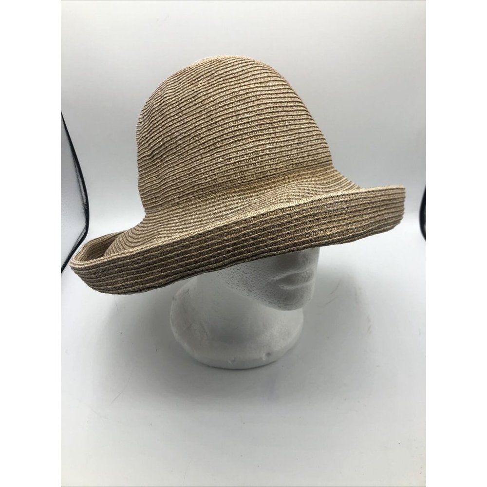 ERIC JAVITS NYC Designer Packable Beige Wide Brim Floppy Flexible Hat